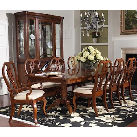 Double Pedestal Table with 8 Chairs